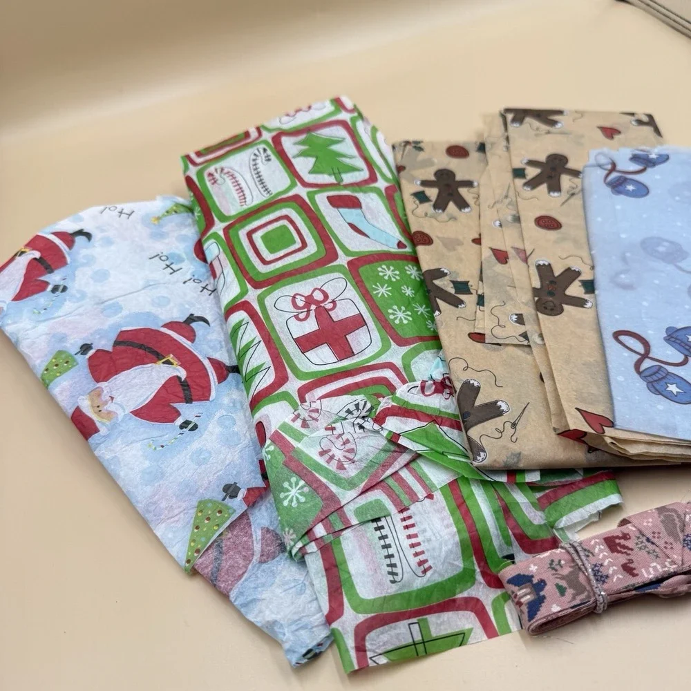 Lot Vintage Christmas Wrapping Paper 90s Y2K Ribbon Tissue Retro Michaels Spools